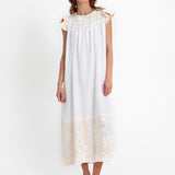Greek Archaic Kori New Triangle Open Back Dress - White and Champagne - Simply Beach UK