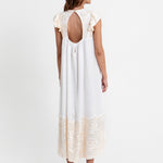 Greek Archaic Kori New Triangle Open Back Dress - White and Champagne - Simply Beach UK