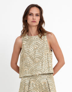 Greek Archaic Kori New Triangle Top - Light Grey and Gold - Simply Beach UK