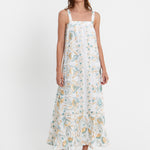 Greek Archaic Kori Blossom Wide Strap Dress - White and Multi Green - Simply Beach UK