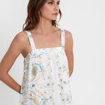 Greek Archaic Kori Blossom Wide Strap Dress - White and Multi Green - Simply Beach UK