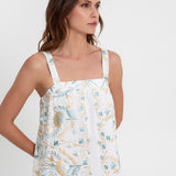 Greek Archaic Kori Blossom Wide Strap Dress - White and Multi Green - Simply Beach UK