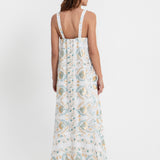 Greek Archaic Kori Blossom Wide Strap Dress - White and Multi Green - Simply Beach UK