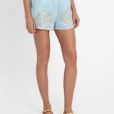 Greek Archaic Kori Lefkada Shorts - Ciel and Gold - Simply Beach UK