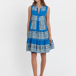 Greek Archaic Kori Classic Triangle Sleeveless Mini Dress - Blue Raf and Gold - Simply Beach UK