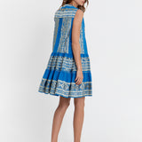 Greek Archaic Kori Classic Triangle Sleeveless Mini Dress - Blue Raf and Gold - Simply Beach UK