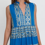 Greek Archaic Kori Classic Triangle Sleeveless Maxi Dress - Blue Raf and Champagne - Simply Beach UK