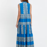 Greek Archaic Kori Classic Triangle Sleeveless Maxi Dress - Blue Raf and Champagne - Simply Beach UK