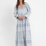 Greek Archaic Kori Classic Triangle Long Sleeve Maxi Dress - Light Grey and Champagne - Simply Beach UK