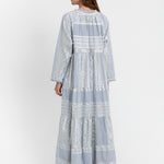 Greek Archaic Kori Classic Triangle Long Sleeve Maxi Dress - Light Grey and Champagne - Simply Beach UK