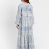 Greek Archaic Kori Classic Triangle Long Sleeve Maxi Dress - Light Grey and Champagne - Simply Beach UK