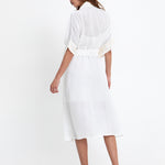 Greek Archaic Kori Crete Midi Kimono - White and Champagne - Simply Beach UK