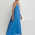 Greek Archaic Kori New Triangle Maxi Dress - Blue Raf and Gold - Simply Beach UK
