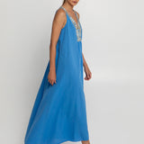 Greek Archaic Kori New Triangle Maxi Dress - Blue Raf and Gold - Simply Beach UK
