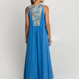 Greek Archaic Kori New Triangle Maxi Dress - Blue Raf and Gold - Simply Beach UK