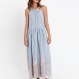 Greek Archaic Kori Feather High Neck Dress - Light Grey and Pink Bronze - Simply Beach UK