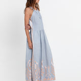 Greek Archaic Kori Feather High Neck Dress - Light Grey and Pink Bronze - Simply Beach UK