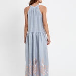 Greek Archaic Kori Feather High Neck Dress - Light Grey and Pink Bronze - Simply Beach UK