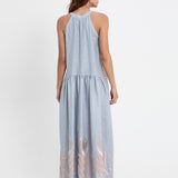 Greek Archaic Kori Feather High Neck Dress - Light Grey and Pink Bronze - Simply Beach UK