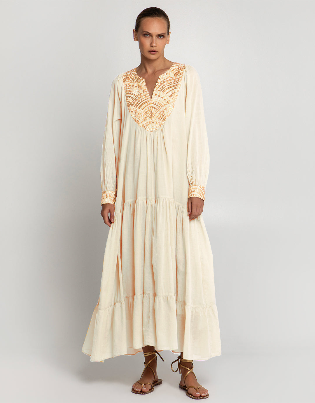 New Triangle Maxi Dress - Natural and Gold - Simply Beach UK