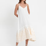 Greek Archaic Kori Phoenix Strappy Midi Dress - White and Champagne - Simply Beach UK