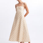 Greek Archaic Kori Flakes Strappy Criss Cross Back Dress - White and Gold with Champagne - Simply Beach UK