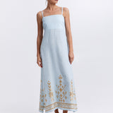 Greek Archaic Kori Ios Strappy Bandeau Dress - Ciel and Gold - Simply Beach UK