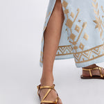 Greek Archaic Kori Ios Strappy Bandeau Dress - Ciel and Gold - Simply Beach UK