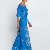 Greek Archaic Kori Lefkada Trousers - Blue Raf and Champagne - Simply Beach UK