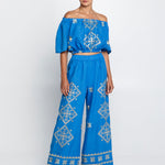 Greek Archaic Kori Lefkada Trousers - Blue Raf and Champagne - Simply Beach UK