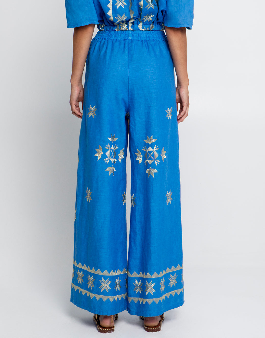 Greek Archaic Kori Lefkada Trousers - Blue Raf and Champagne - Simply Beach UK