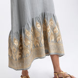Greek Archaic Kori Phoenix Strappy Midi Dress - Light Grey and Gold - Simply Beach UK