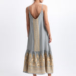 Greek Archaic Kori Phoenix Strappy Midi Dress - Light Grey and Gold - Simply Beach UK