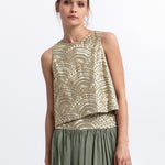 Greek Archaic Kori New Triangle Top - Sage and Gold - Simply Beach UK