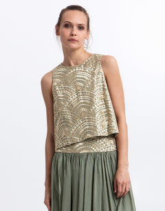 Greek Archaic Kori New Triangle Top - Sage and Gold - Simply Beach UK
