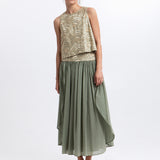 Greek Archaic Kori New Triangle Skirt - Sage and Gold - Simply Beach UK