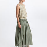 Greek Archaic Kori New Triangle Skirt - Sage and Gold - Simply Beach UK