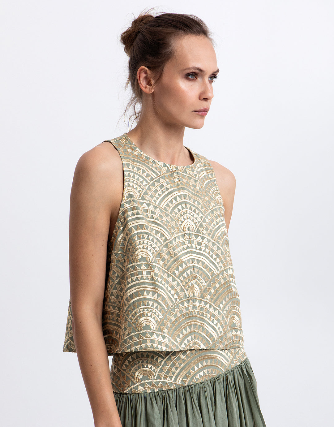 Greek Archaic Kori New Triangle Top - Sage and Gold - Simply Beach UK