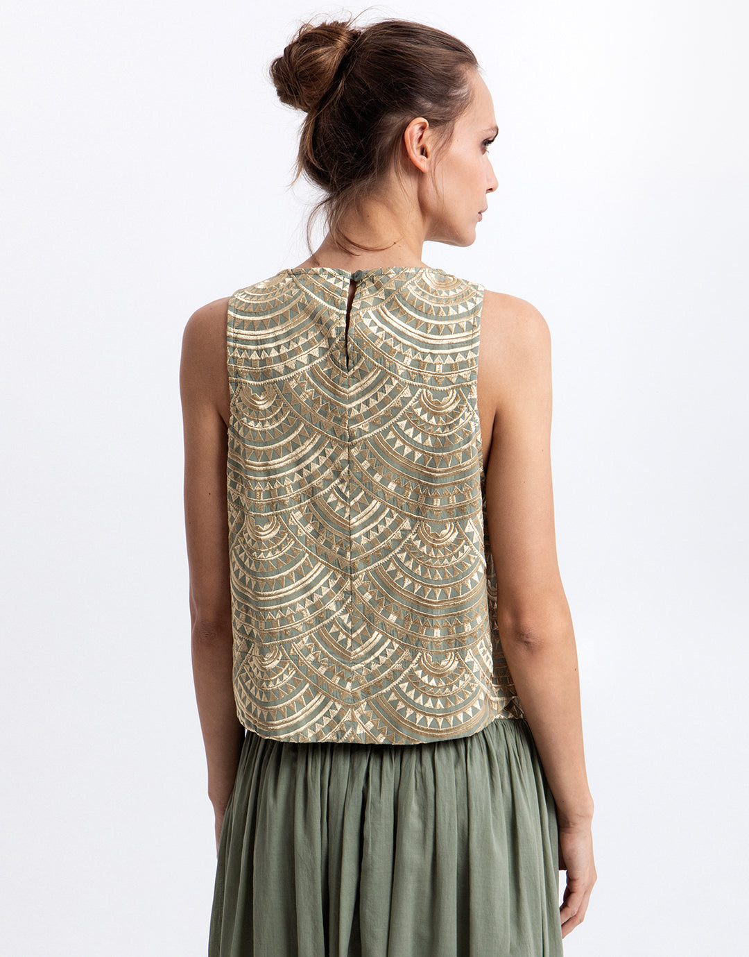 Greek Archaic Kori New Triangle Top - Sage and Gold - Simply Beach UK