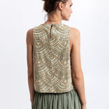 Greek Archaic Kori New Triangle Top - Sage and Gold - Simply Beach UK