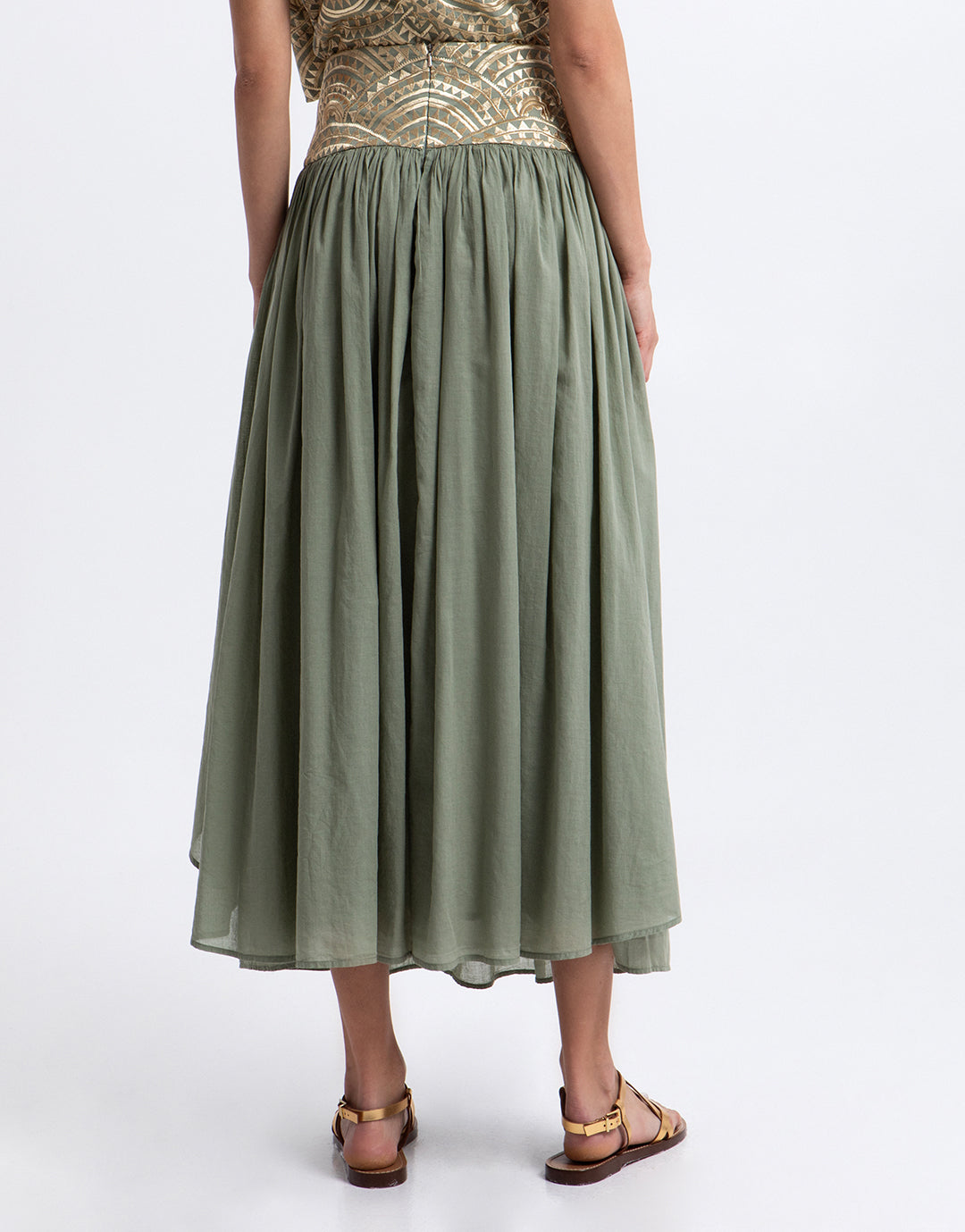 Greek Archaic Kori New Triangle Skirt - Sage and Gold - Simply Beach UK
