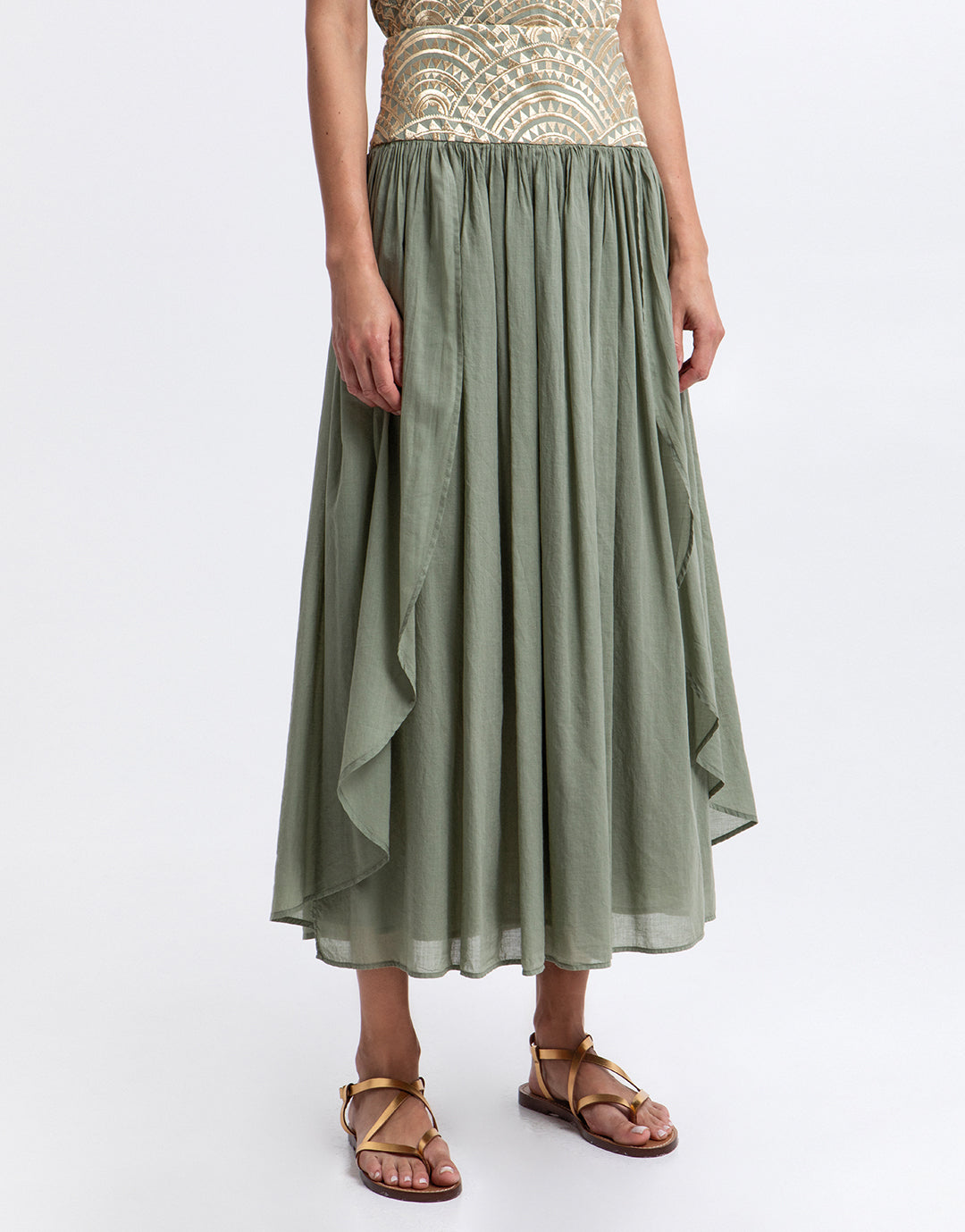 Greek Archaic Kori New Triangle Skirt - Sage and Gold - Simply Beach UK