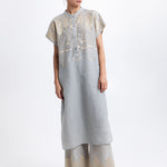 Greek Archaic Kori Grape Midi Tunic Dress - Light Grey and Gold - Simply Beach UK