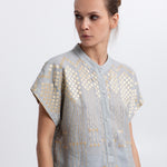 Greek Archaic Kori Grape Midi Tunic Dress - Light Grey and Gold - Simply Beach UK