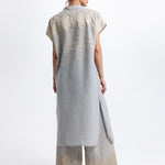 Greek Archaic Kori Grape Midi Tunic Dress - Light Grey and Gold - Simply Beach UK