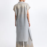 Greek Archaic Kori Grape Midi Tunic Dress - Light Grey and Gold - Simply Beach UK
