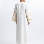 Greek Archaic Kori Ios Kaftan Dress - White and Gold - Simply Beach UK