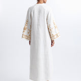 Greek Archaic Kori Ios Kaftan Dress - White and Gold - Simply Beach UK