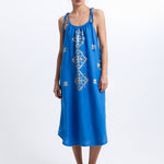 Greek Archaic Kori Lefkada Strappy Dress - Blue Raf and Gold - Simply Beach UK