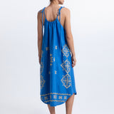 Greek Archaic Kori Lefkada Strappy Dress - Blue Raf and Gold - Simply Beach UK